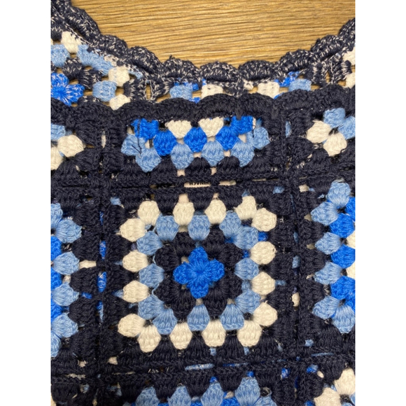 Sincerely Jules Anthropologie Crochet Crop Tank Top Extra Small Blue Festival - Picture 9 of 13